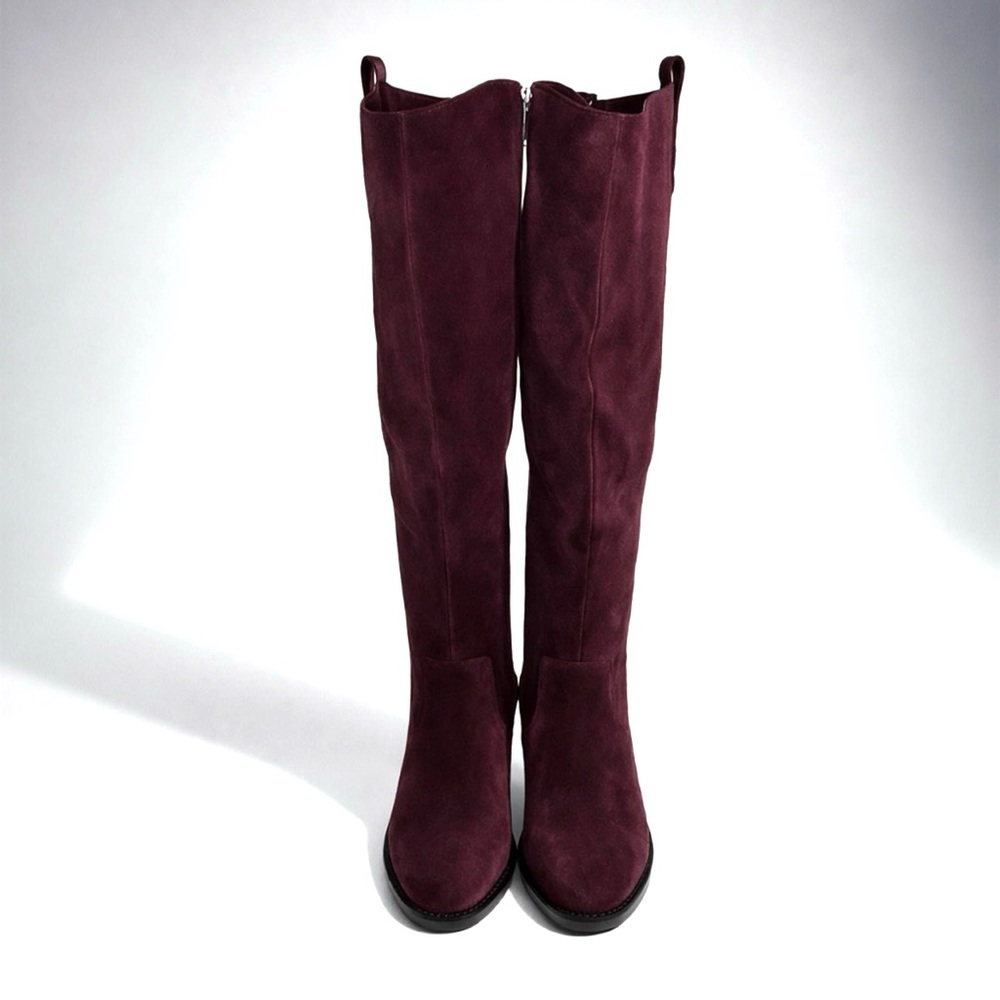 Marc Fisher Knee High Suede Boots in Burgundy
